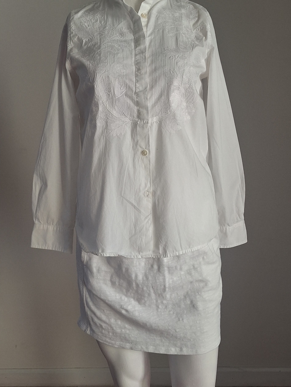 Gorgeous Minimalist Y2k Lauren Ralph Lauren White Embroidered Cotton Blouse Sz S